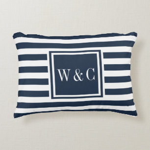 Persoonlijke initiële monogram Navy blauw Accent Kussen