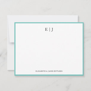 Persoonlijke initiële monogrammen van koppel met t notitiekaartje