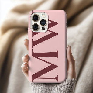 Persoonlijke initiële roze telefoonhoes cadeau voo iPhone 15 pro case
