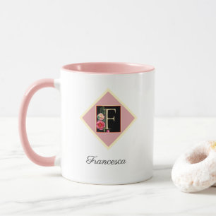 Persoonlijke initiële vintage rozen "F" mok