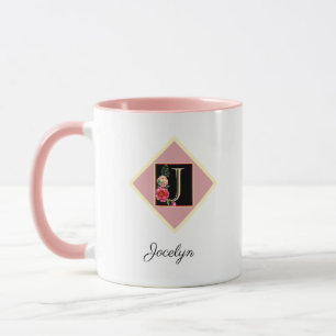 Persoonlijke initiële vintage rozen "J" mok