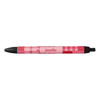 Persoonlijke inktpen met roze en rode patch zwarte inkt pen