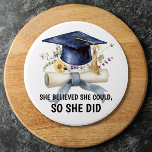 Persoonlijke Inspirerende Citaat Bloemige Afstuder Ronde Button 7,6 Cm