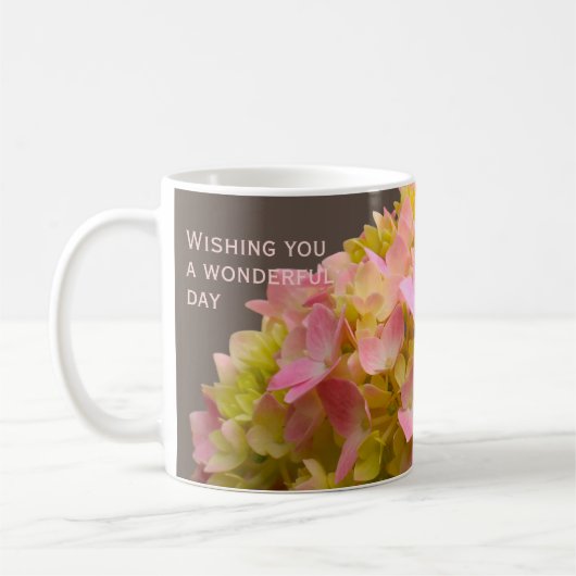 Persoonlijke inspirerende lente Hydrangea bloem Koffiemok (Links)