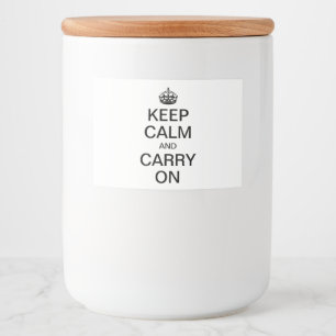 Persoonlijke internetmeme BEWAAKT CALM EN DRAAGT A Voedselcontainer Etiket