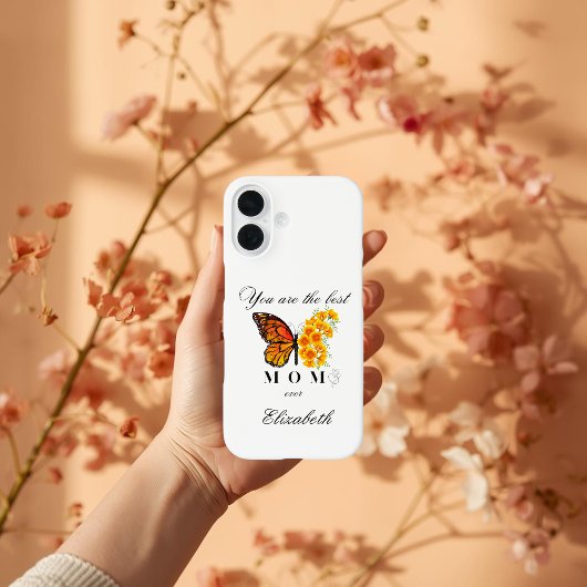 Persoonlijke iPhone 16 hoesje met bloemvlinder