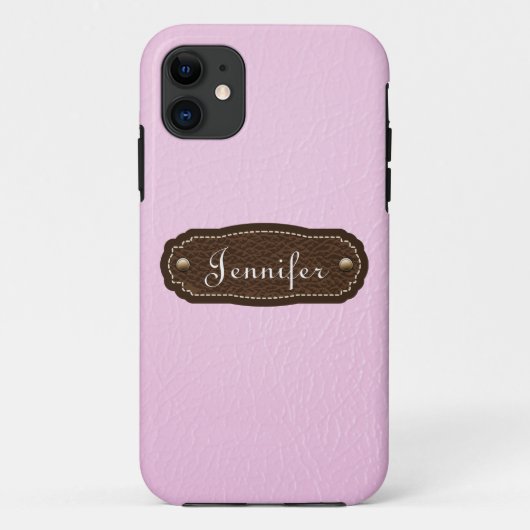 Persoonlijke iPhone 5 met roze leren look Case-Mate iPhone Case (Achterkant)