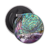 Persoonlijke Iridescent Natural Abalone Name Button Flesopener (Voorkant)