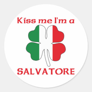 Persoonlijke Italiaan Kus me Ik ben Salvatore Ronde Sticker