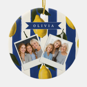 Persoonlijke Italiaanse Citroen Stripe Kustlijn Keramisch Ornament