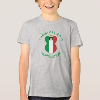 Persoonlijke Italiaanse engel kerst vlag jongens Tri-Blend Shirt