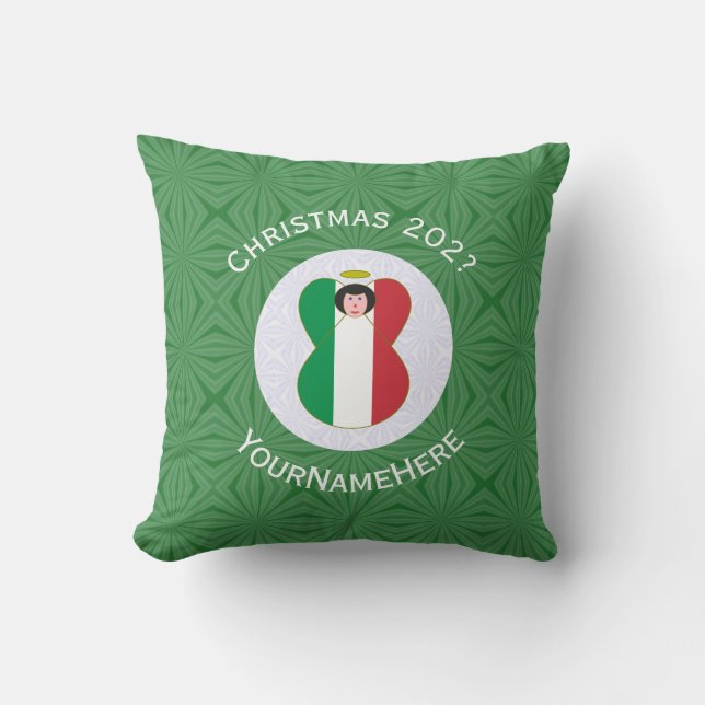 Persoonlijke Italiaanse engel kerst vlag  Kussen (Voorkant)