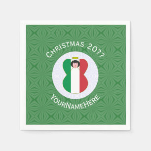 Persoonlijke Italiaanse engel kerst vlag Servet