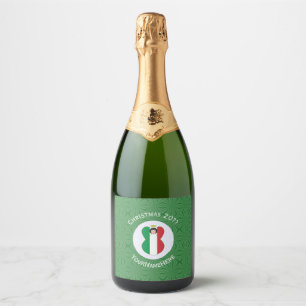 Persoonlijke Italiaanse engel kerst vlag Sparkling Wijnetiket