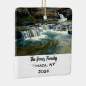 Persoonlijke Ithaca, NY Kerstmis Keramisch Ornament (Rechts)