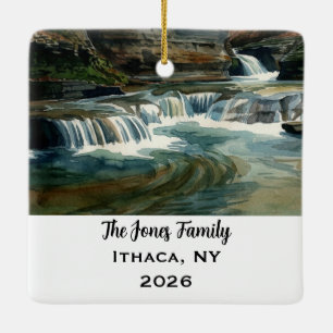 Persoonlijke Ithaca, NY Kerstmis Keramisch Ornament