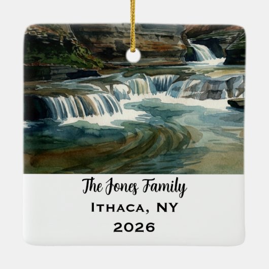 Persoonlijke Ithaca, NY Kerstmis Keramisch Ornament (Achterkant)