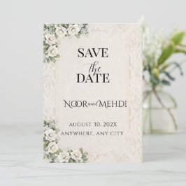 Persoonlijke Ivoor Bloesem Islamitische Trouwdag Save The Date