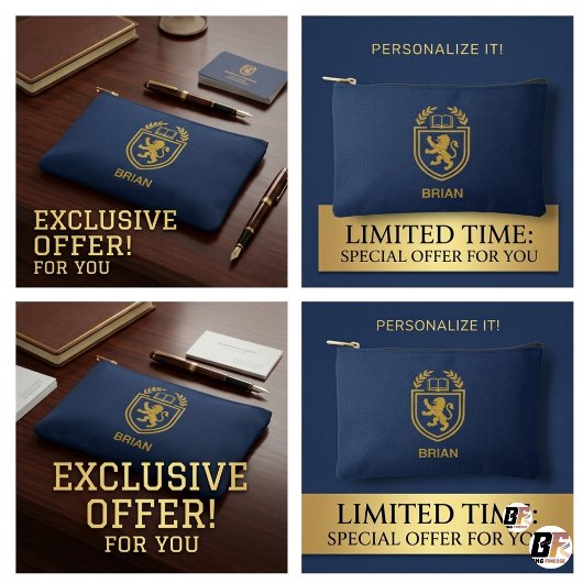 Persoonlijke Ivy League Crest Navy Blauwe Tech  Etui
