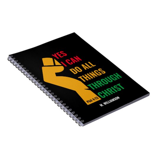 Persoonlijke JA IK KAN ALLE Christelijke DINGEN DO Notitieboek (Rechterzijde)