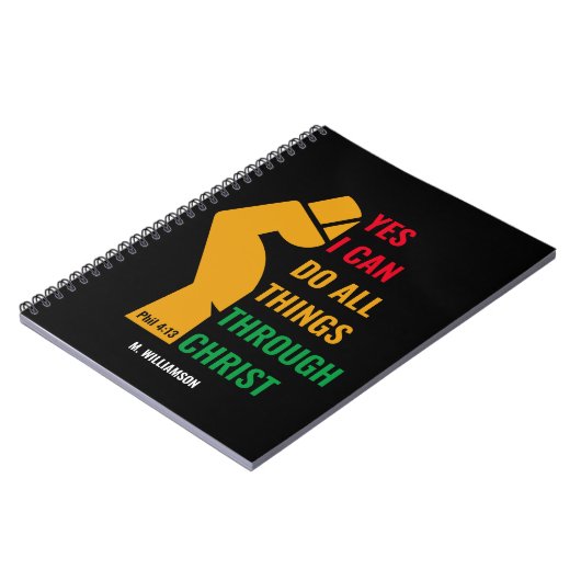 Persoonlijke JA IK KAN ALLE Christelijke DINGEN DO Notitieboek (Linkerzijde)