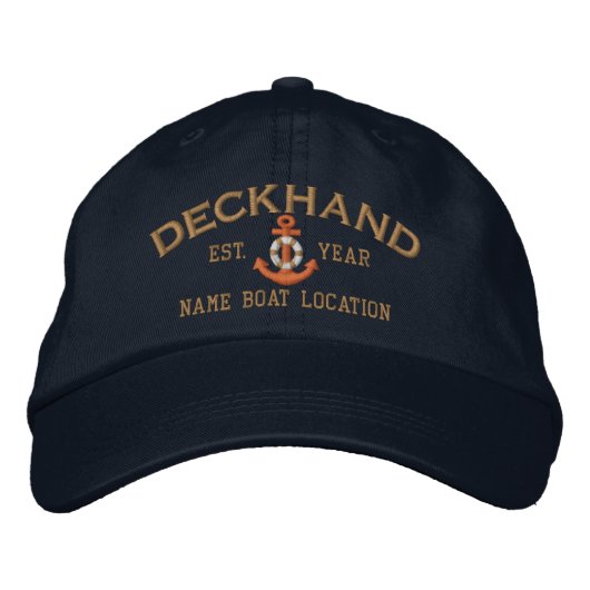 Persoonlijke Jaar Naam Dekhand LifeSaver Anker Geborduurde Pet (Voorkant)