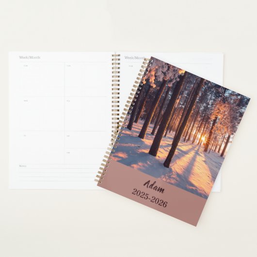 Persoonlijke jaarlijkse organisatie bos winterzonn planner (Display)