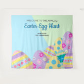 Persoonlijke jaarlijkse Pasen eierjacht foto achte Wandkleed (Voorkant (horizontaal))