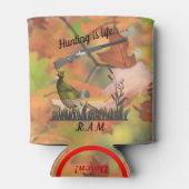 Persoonlijke jacht is levensredmiddel en schotwon blikjeskoeler (Achterkant)