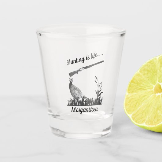 Persoonlijke jacht is levensredmiddel en schotwon shot glas (Voorkant)