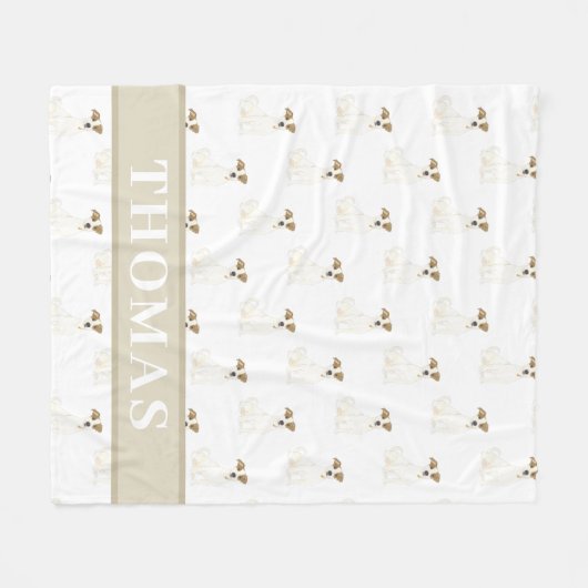 Persoonlijke Jack Russell Terrier Fleece Deken (Voorkant (Horizontaal))