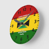 Persoonlijke JAMAICA FLAG MAP Rasta-kleuren Ronde Klok (Hoek)