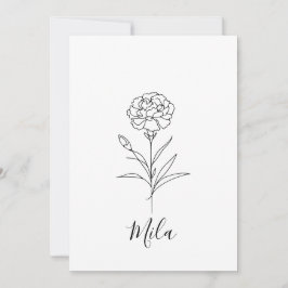 Persoonlijke januari anjer geboortebloem kaart