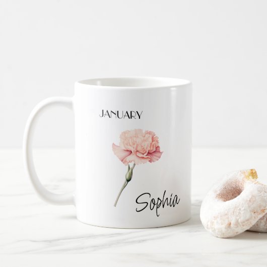 Persoonlijke januari bloem koffiemok (Met donut)