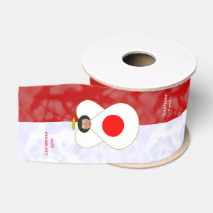 Persoonlijke Japan Engel Vlag Zwart Haar Rood Wit Grosgrain Lint