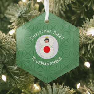 Persoonlijke Japanse engel kerst vlag Glas Ornament