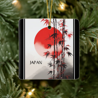 Persoonlijke Japanse zon en Japanse bamboe-feestda Keramisch Ornament