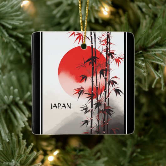 Persoonlijke Japanse zon en Japanse bamboe-feestda Keramisch Ornament (Boom)