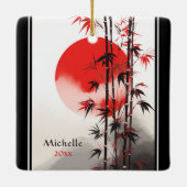 Persoonlijke Japanse zon en Japanse bamboe-feestda Keramisch Ornament (Achterkant)