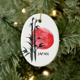 Persoonlijke Japanse zon en Japanse bamboe-feestda Keramisch Ornament