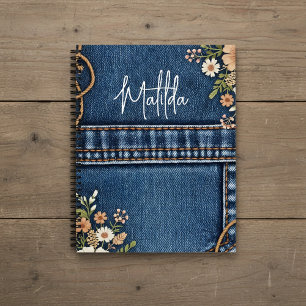Persoonlijke jeans en bloemen notitieboek