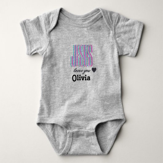 Persoonlijke Jezus houdt van je Olivia Baby Bodysu Romper (Voorkant)