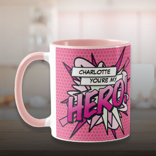Persoonlijke Jij bent mijn HERO stripboek Roze Mok