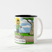 Persoonlijke jogger, Runner - de Cartoon van het V Tweekleurige Koffiemok (Voorkant rechts)