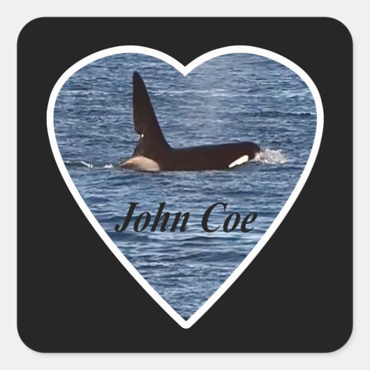 Persoonlijke John Coe Orka Moordwalvis Vierkante Sticker (Voorkant)