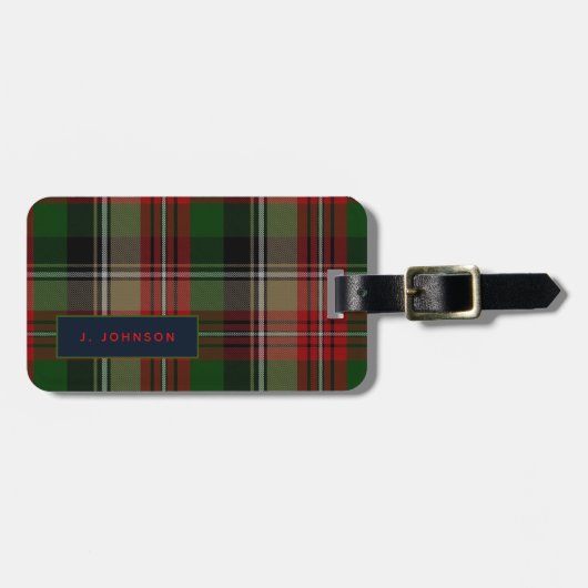 Persoonlijke JOHNSON Tartan Bagage Label voor Here (Voorkant horizontaal)