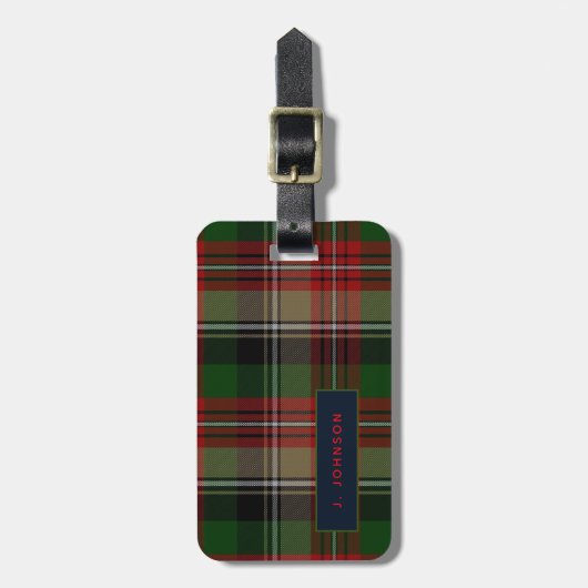 Persoonlijke JOHNSON Tartan Bagage Label voor Here (Voorkant verticaal)