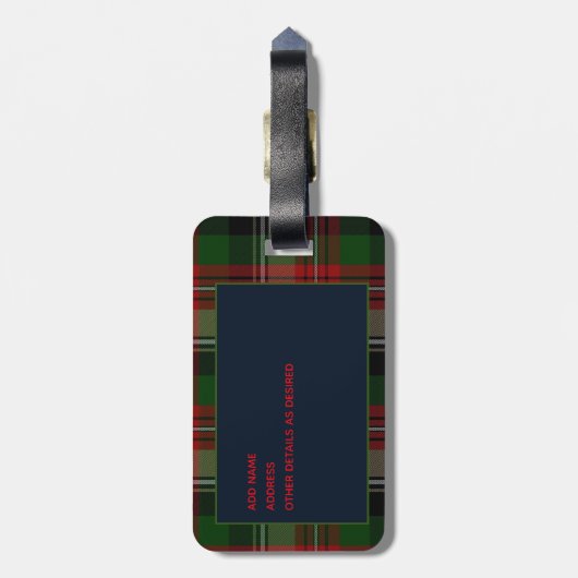 Persoonlijke JOHNSON Tartan Bagage Label voor Here (Achterkant verticaal)