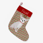 Persoonlijke Jolly White Chihuahua Kleine Kerstsok (Voorkant (Hangend))