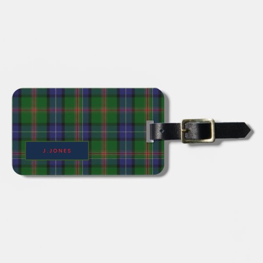 Persoonlijke JONES Tartan Heren Bagage Label (Voorkant horizontaal)